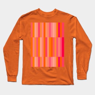 Pink and Orange, Geometric, Block, Stripes Long Sleeve T-Shirt